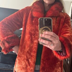 New Women Luomingsi Luxury Red Faux Fur Fox Mink Coat Hoodie Belt 8 Winter NYC